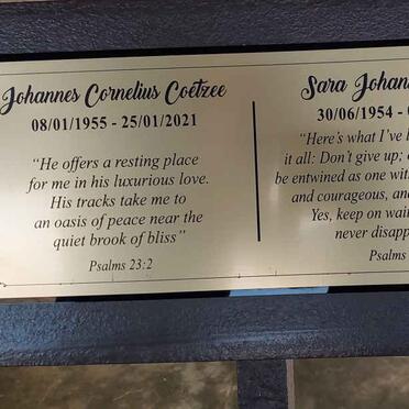 COETZEE Johannes Cornelius 1955-2021 & Sara Johanna 1954-2023
