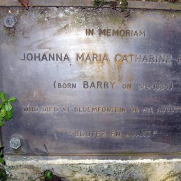 REITZ Johanna Maria Catharine nee BARRY 1884-1954