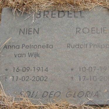 BREDELL Rudolf Philippus 191?-200? &amp; Anna Petronella VAN WIJK 1914-2002