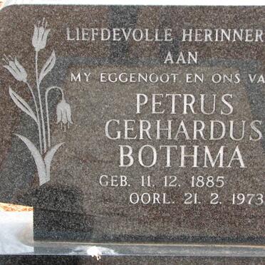 BOTHMA Petrus Gerhardus 1885-1973
