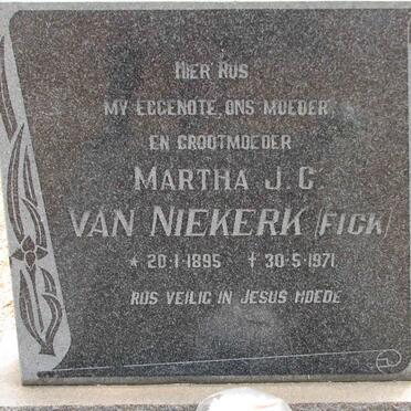 NIEKERK Martha J.C., van nee FICK 1895-1971