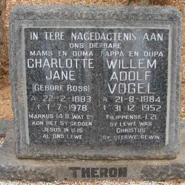 THERON Willem Adolf Vogel 1884-1952 &amp; Charlotte Jane ROSS 1883-1978