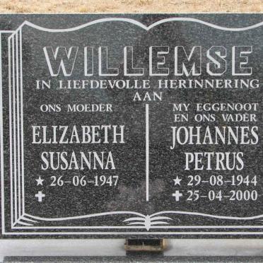 WILLEMSE Johannes Petrus 1944-2000 &amp; Elizabeth Susanna 1947-