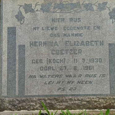 COETZER Hermina Elizabeth nee KOCH 1930-1961