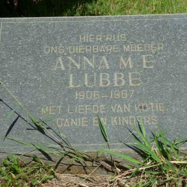 LUBBE Anna M.E. 1906-1967