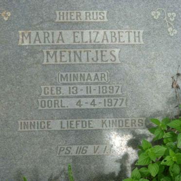 MEINTJES Maria Elizabeth nee MINNAAR 1897-1977