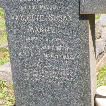 MARITZ Violette Susan nee V.D. POEL 1909-1952