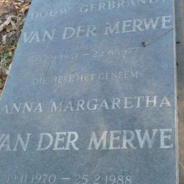 MERWE Douw Gerbrandt, van der 1941-1977 :: VAN DER MERWE Anna Margretha 1970-1988