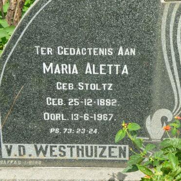WESTHUIZEN Maria Aletta, v.d. nee STOLTZ 1882-1967
