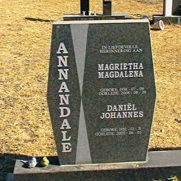 ANNANDALE Daniël Johannes 1952-2009 &amp; Magrietha Magdalena 1958-2008