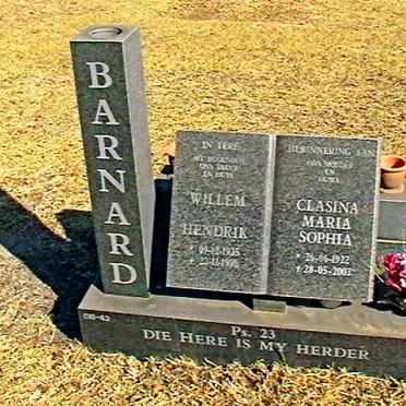 BARNARD Willem Hendrik 1925-1998 &amp; Clasina Maria Sophia 1922-2003