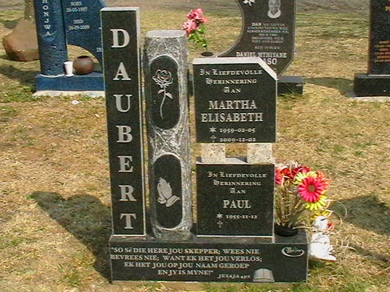 DAUBERT Paul 1955- &amp; Martha Elizabeth 1959-2009