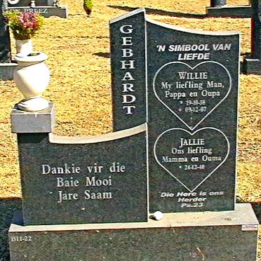 GEBHARDT Willie 1938-2007 &amp; Jallie 1940-