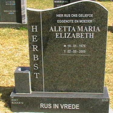 HERBST Aletta Maria Elizabeth 1976-2009