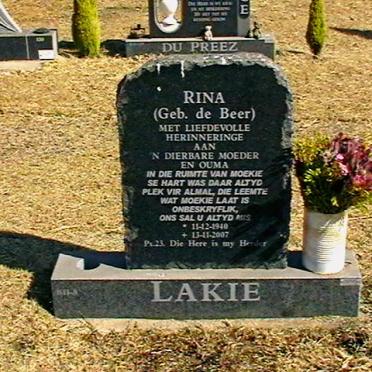 LAKIE Rina nee DE BEER 1940-2007