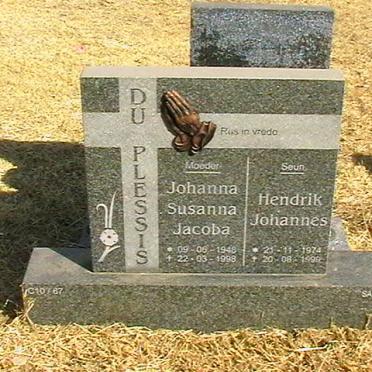 PLESSIS Johanna Susanna Jacoba, du 1948-1998 :: DU PLESSIS Hendrik Johannes 1974-1999