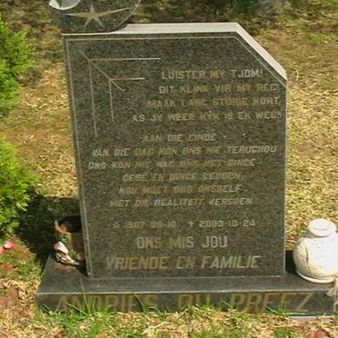 PREEZ Andries, du 1967-2003