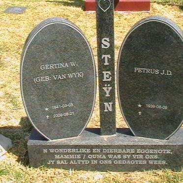 STEYN Petrus J.D. 1939- &amp; Gertina W. VAN WYK 1941-2009
