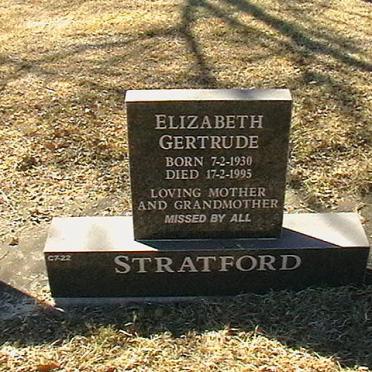 STRATFORD Elizabeth Gertrude 1930-1995