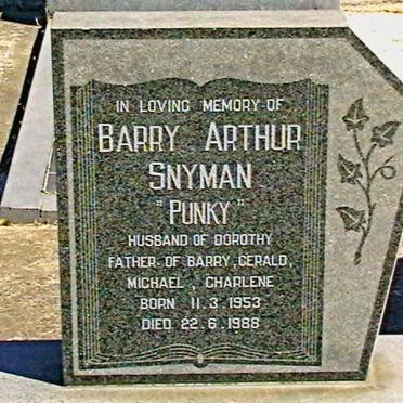 SNYMAN Barry Arthur 1953-1988