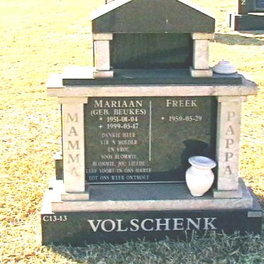 VOLSCHENK Freek 1950- &amp; Mariaan BEUKES 1951-1999