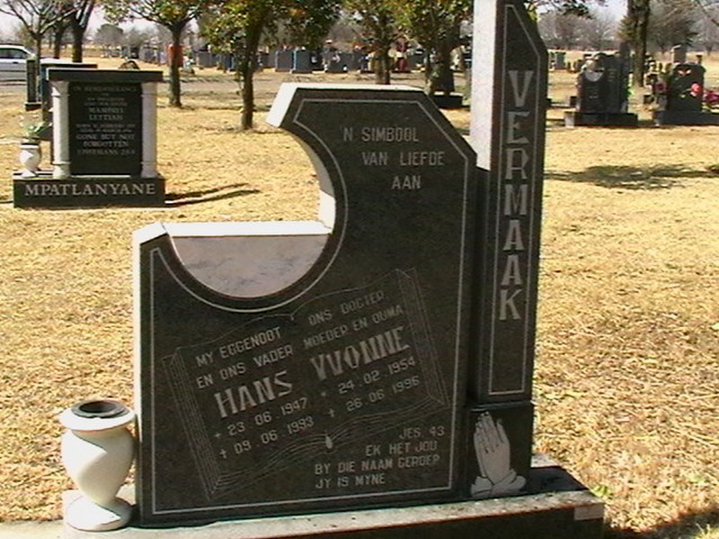 VERMAAK Hans 1947-1993 &amp; Yvonne 1954-1996