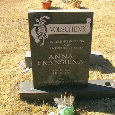 VOLSCHENK Anna Fransiena 1922-2002