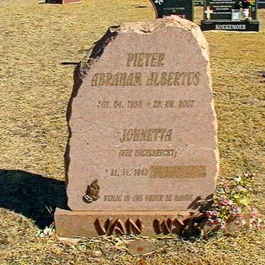 WYK Pieter Abraham Albertus, van 1938-2007 &amp; Johnetta ENGELBRECHT 1943-