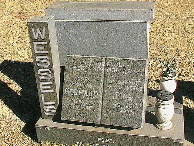 WESSELS Gerhard 1948-2007 &amp; Pina 1953-1994