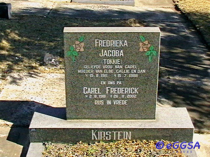 KIRSTEIN Carel Frederick 1918-2002 &amp; Fredrieka Jacoba 1911-1988