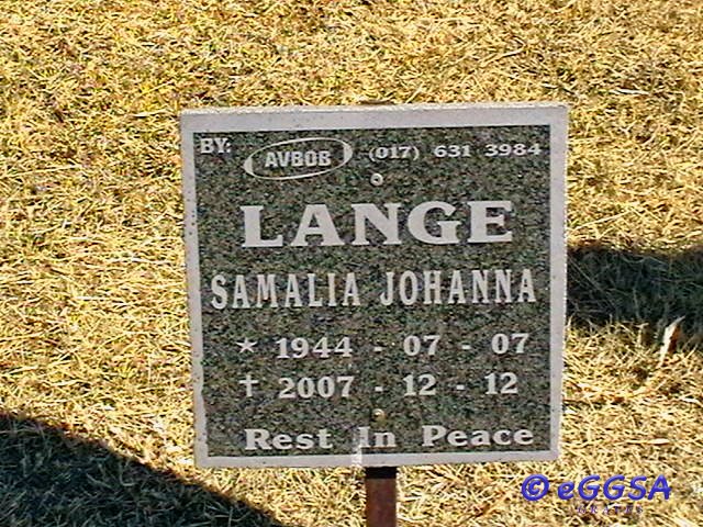 LANGE Samalia Johanna 1944-2007