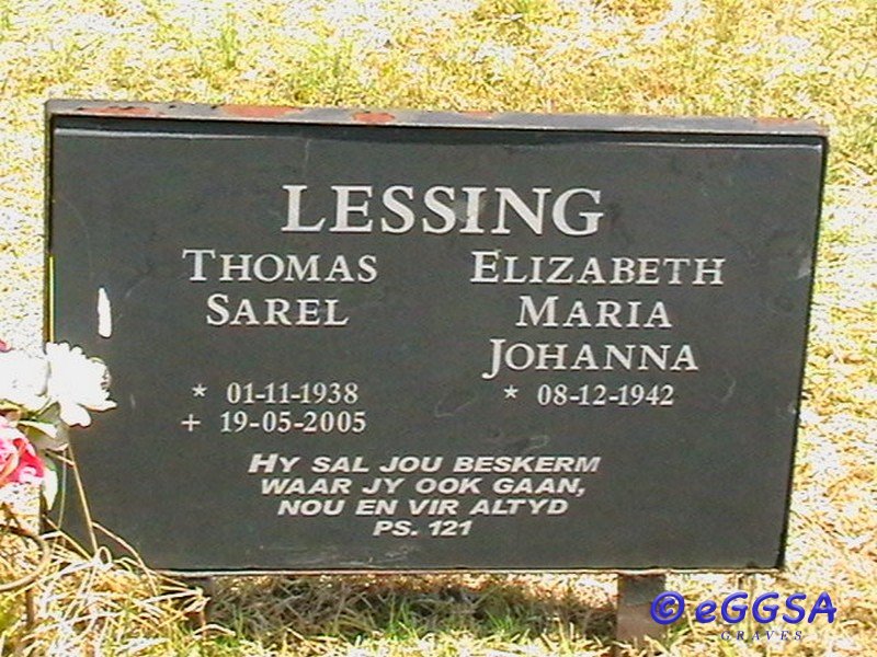 LESSING Thomas Sarel 1938-2005 &amp; Elizabeth Maria Johanna 1942-