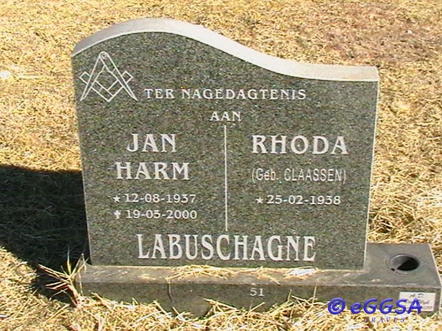 LABUSCHAGNE Jan Harm 1937-2000 &amp; Rhoda CLAASSEN 1938-