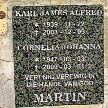 MARTIN Karl James Alfred 1939-2003 &amp; Cornelia Johanna 1947-2009