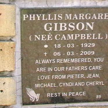 GIBSON Phyllis Margaret nee CAMPBELL 1929-2009