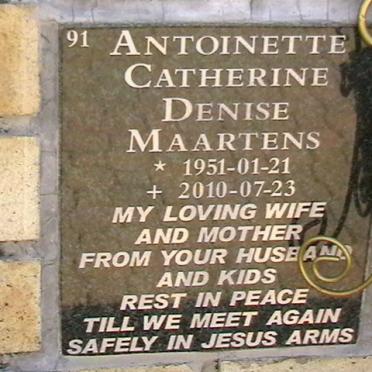 MAARTENS Antoinette Catherine Denise 1951-2010