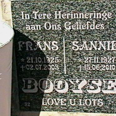 BOOYSE Frans 1925-2003 &amp; Sannie 1927-2010