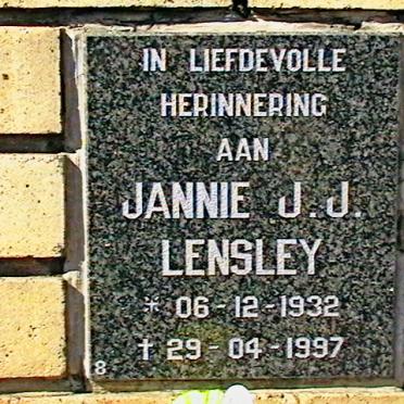 LENSLEY Jannie J.J. 1932-1997