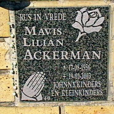 ACKERMAN Mavis Lilian 1956-2003