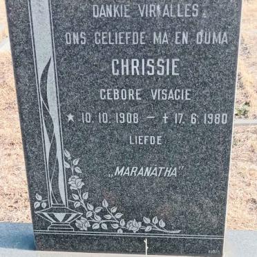 ? Chrissie nee VISAGIE 1908-1980