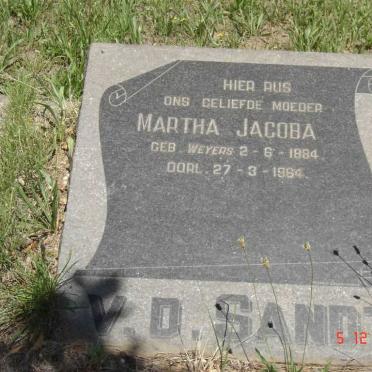 SANDT Martha Jacoba, van der nee WEYERS 1884-1964