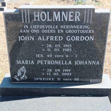 HOLMNER John Alfred Gordon 1915-1985 & Maria Petronella Johanna 1919-2002