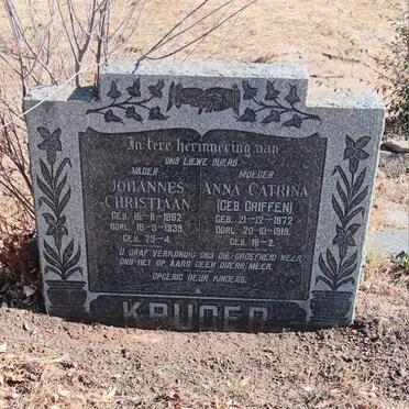 KRUGER Johannes Christiaan 1862-1939 & Anna Catrina GRIFFEN 1872-1919
