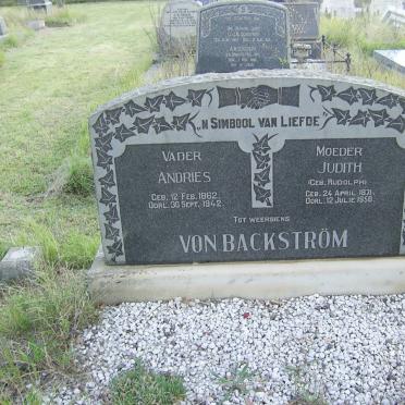 BACKSTRÖM Andries, von 1862-1942 &amp; Judith RUDOLPH 1871-1958