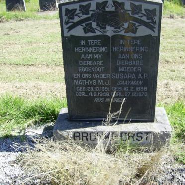 BRONKHORST Mathys M.J. 1891-1948 &amp; Susara A.P. SAAYMAN 1898-1970