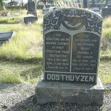 OOSTHUYZEN Christiaan Frans 1868-1946 &amp; Johanna A. LOMBARD 1878-1966