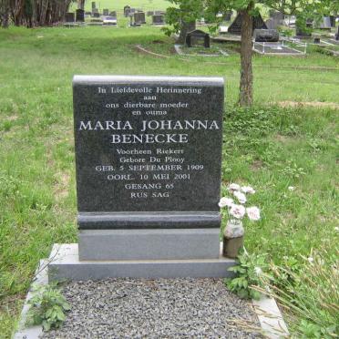 BENECKE Maria Johanna, formerly RIEKERT nee DU PLOOY 1909-2001
