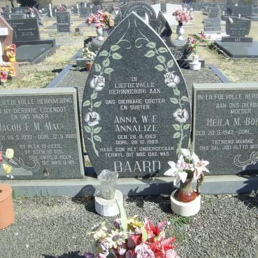 BAARD Jacob F.M. 1932-1980 &amp; Heila M. 1940- :: BAARD Anna W.E. 1963-1983