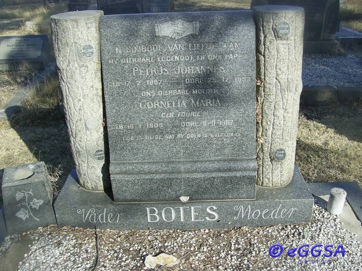 BOTES Petrus Johannes 1897-1952 &amp; Cornelia Maria FOURIE 1908-1987