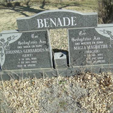 BENADE Johannes Gerhardus M. 1890-1958 &amp; Maria Magrietha S. 1889-1964